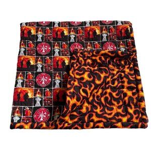 Handmade Fire Rescue Themed Quilt Throw Wall Hanging Flames Fireman Gift u